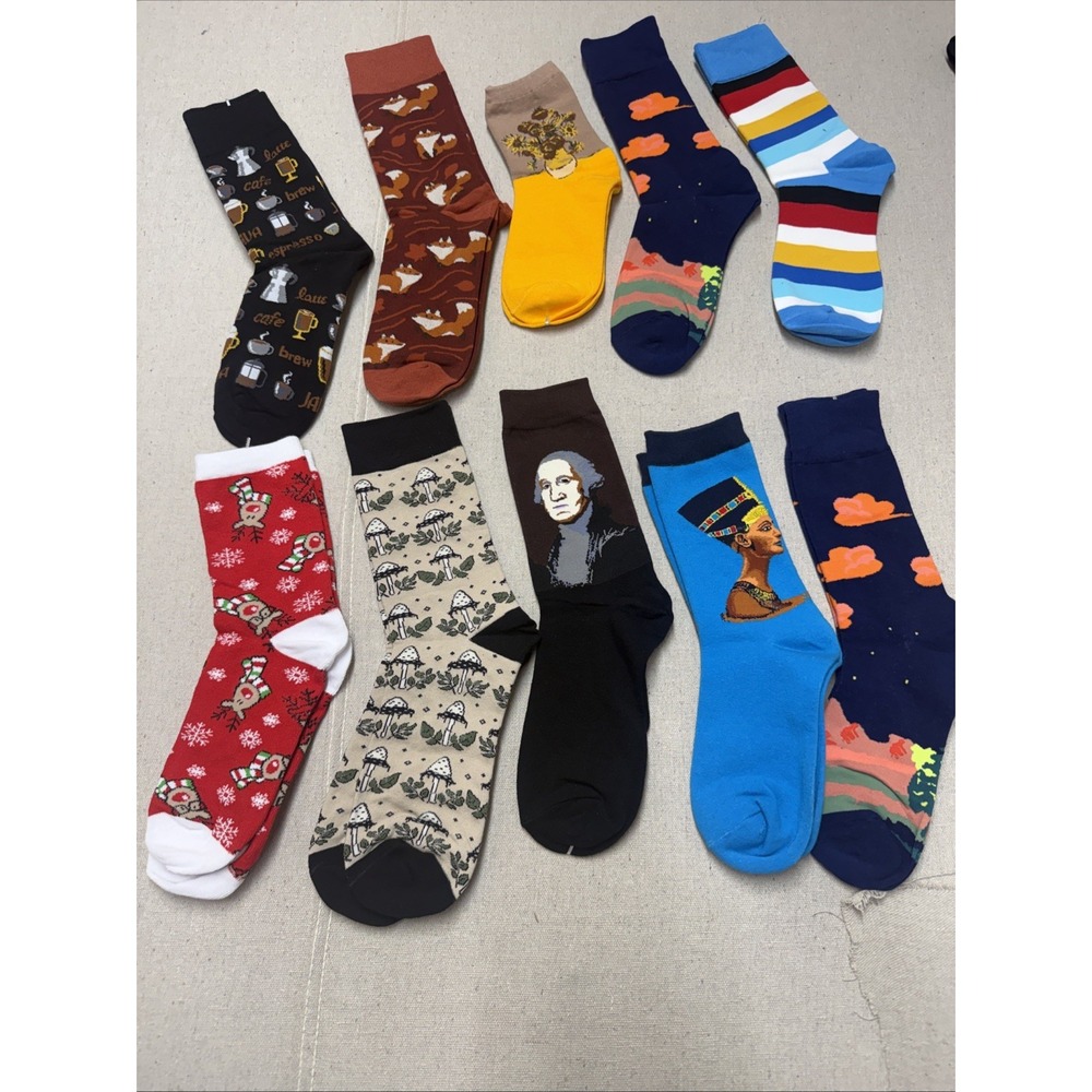 Different Touch Crew Socks Novelty Assorted Multi-Color 9-12 New